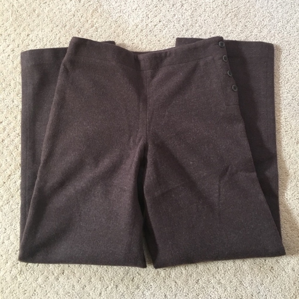 J.crew sailor style brown lined pants with buttons on side side petite 1